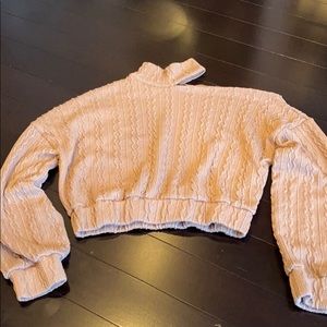 Cold shoulder turtleneck sweater